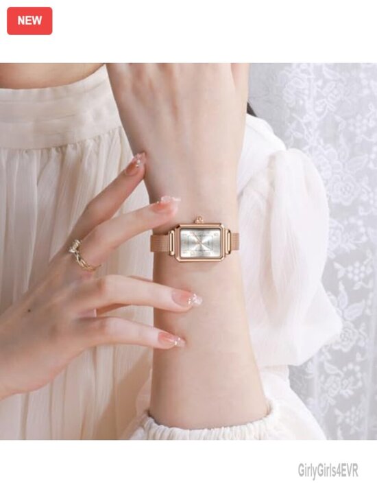 Women\'s Dress Watch Square Dial Mesh Band Quartz Waterproof 30M
